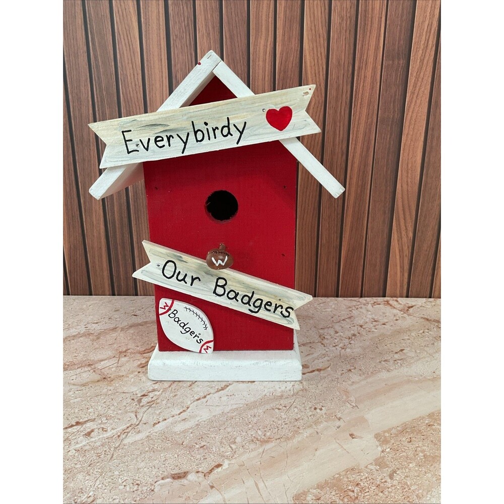 Wisconsin Badgers Red & White Birdhouse. For Those Badger Fans!!!